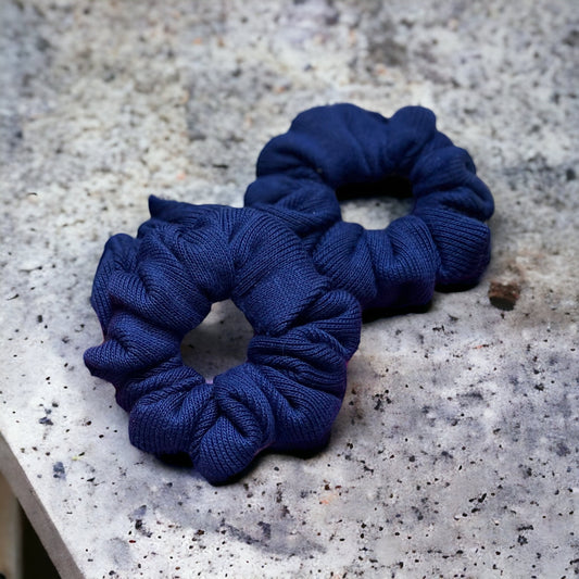 Navy blue cotton scrunchie