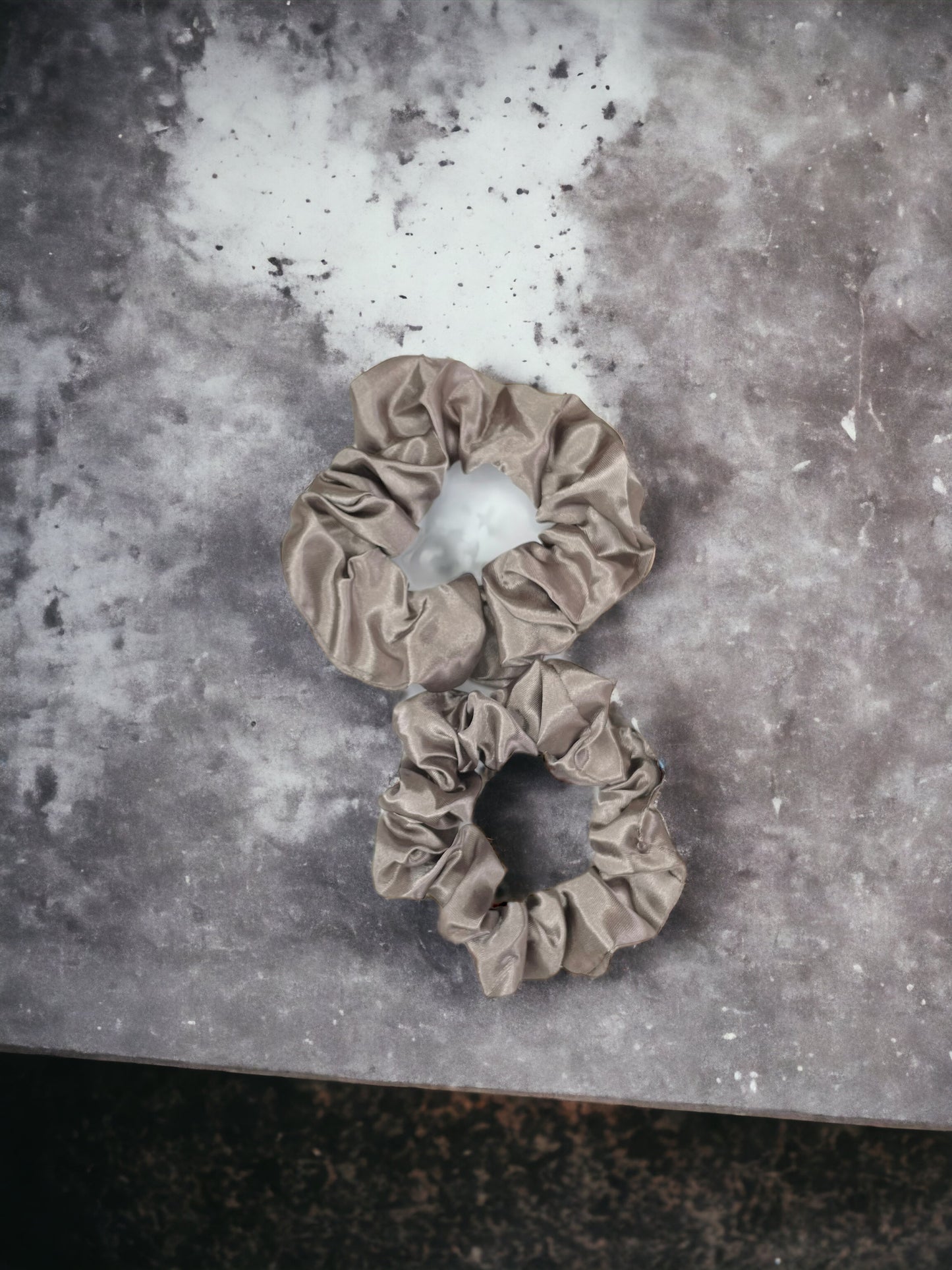 Dark grey satin scrunchie