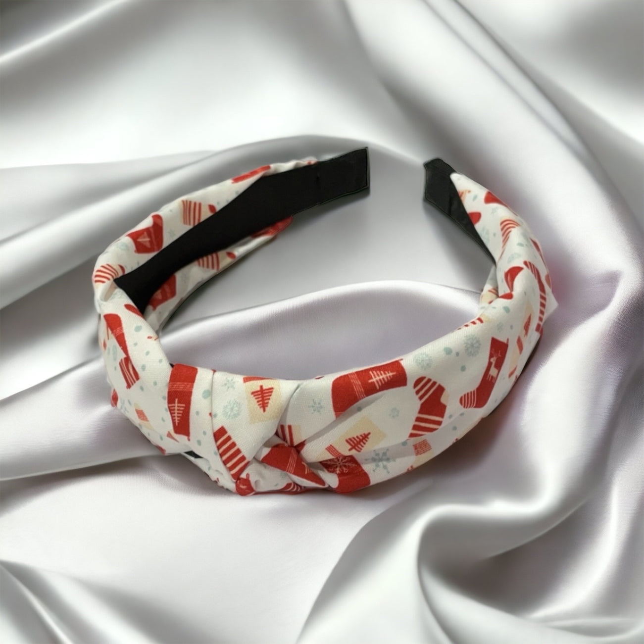 White Christmas stocking headband